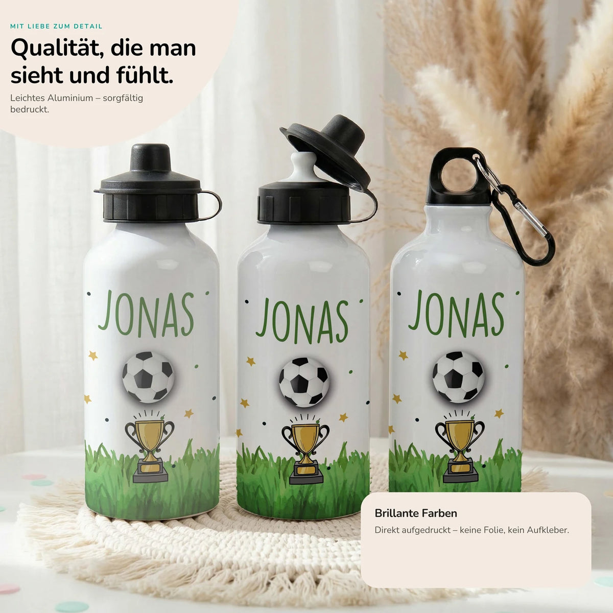 Personalisierte Trinkflasche Kinder – Fußball Pokal