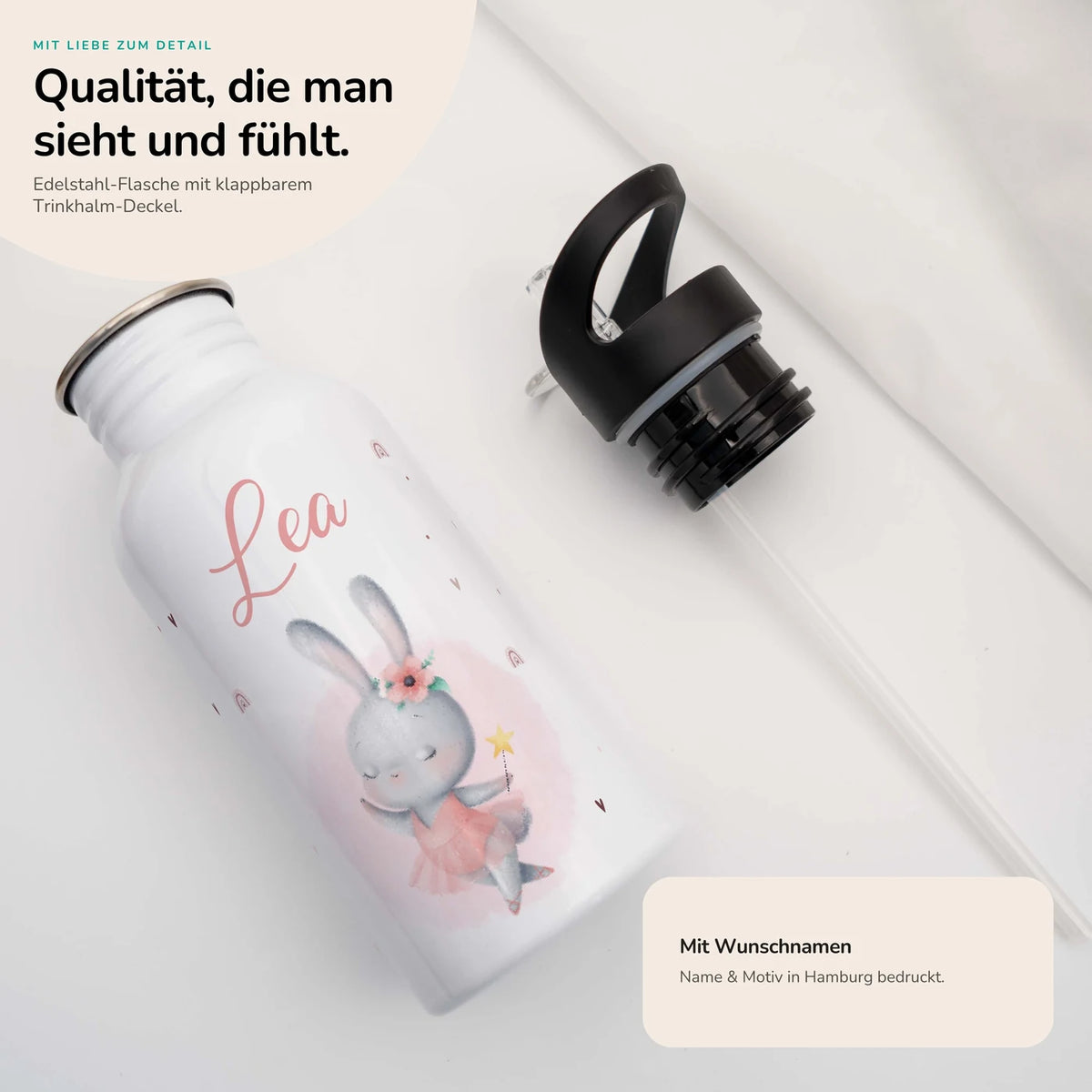 Trinkflasche Kinder Edelstahl - Zauberhase