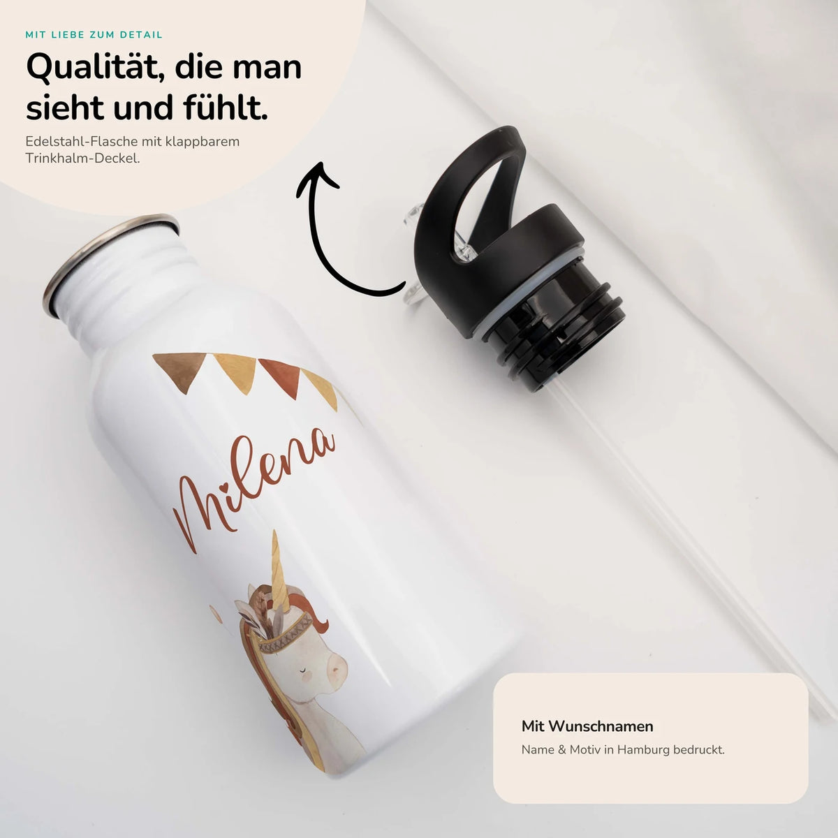 Trinkflasche Kinder Edelstahl - Einhorn