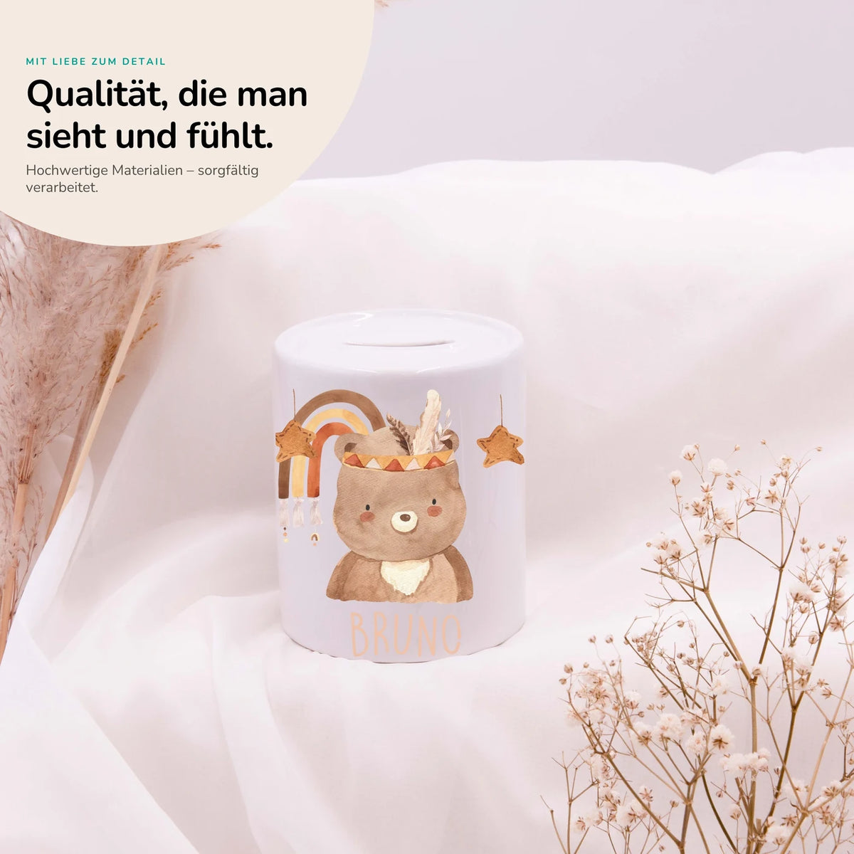 Spardose Kinder aus Keramik - Boho BĂ€r