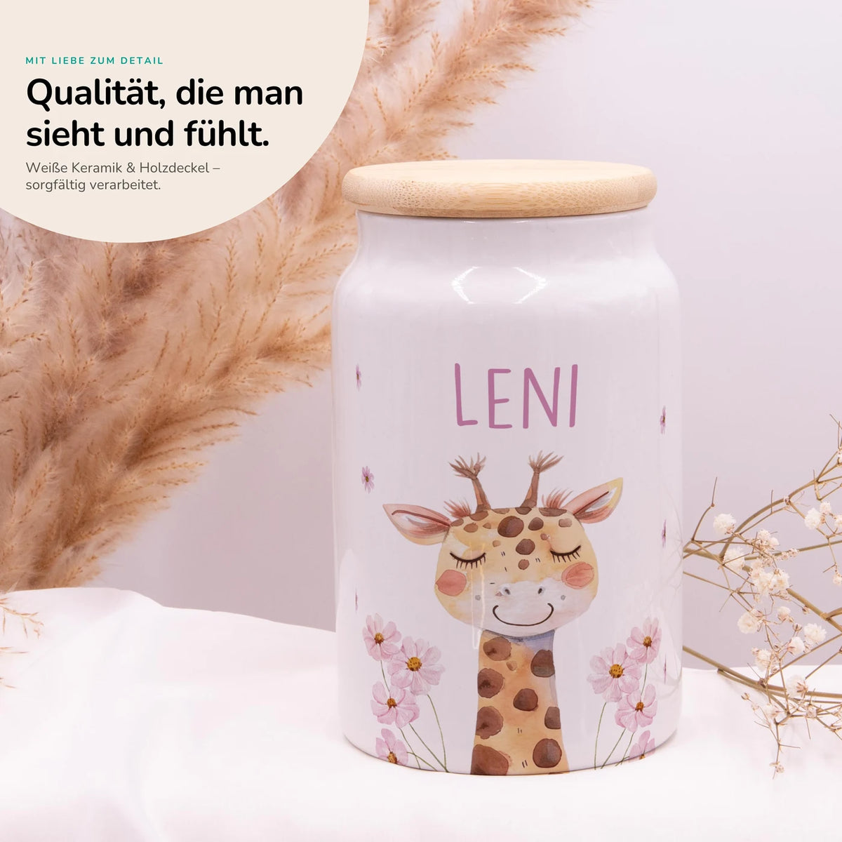 Personalisierbare Keksdose mit Name - Giraffe