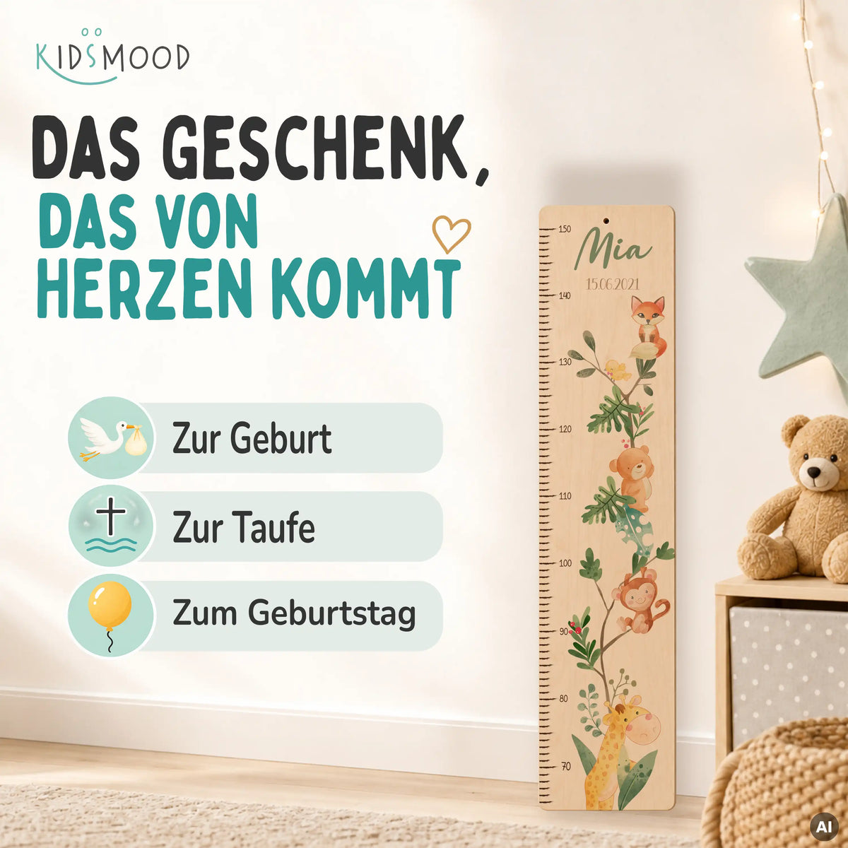 Messlatte Kinder Holz & Aluverbund - Jungle