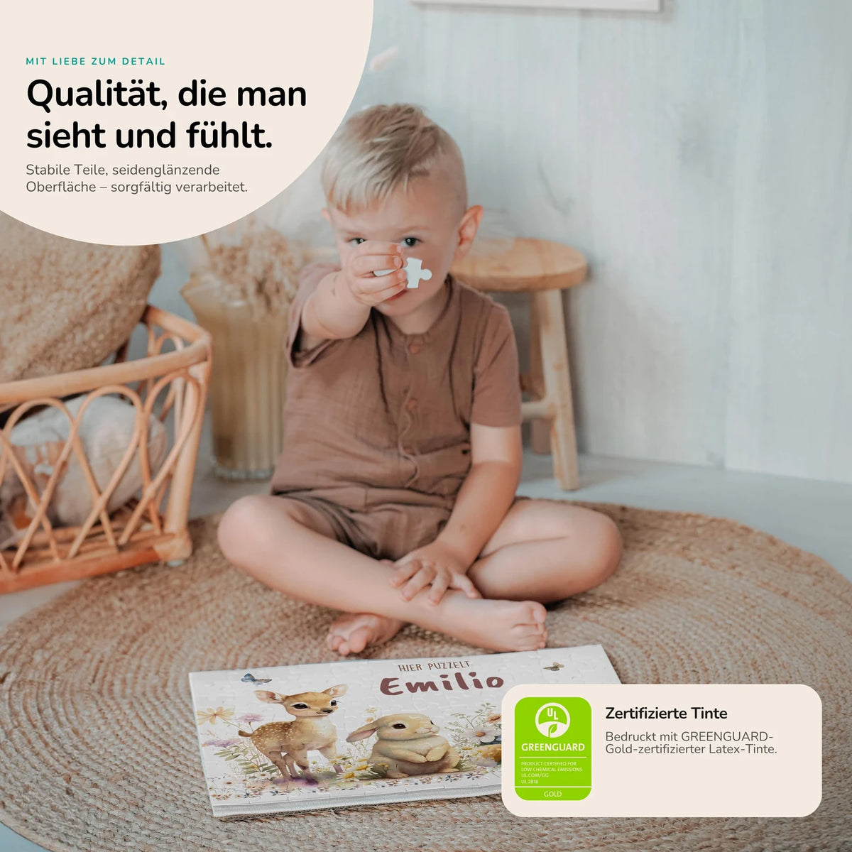 Kinderpuzzle personalisiert mit Namen - Waldtiere