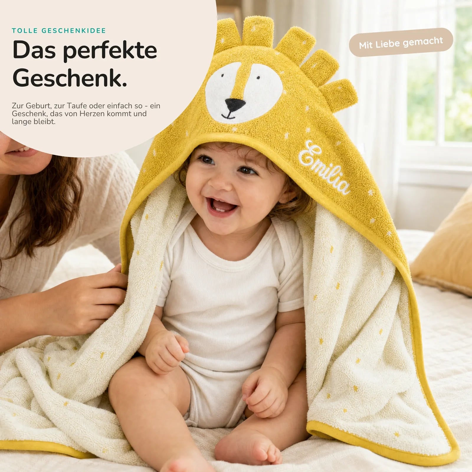 Trixie Kapuzenhandtuch Baby Löwe, Tiermotiv auf der Kapuze