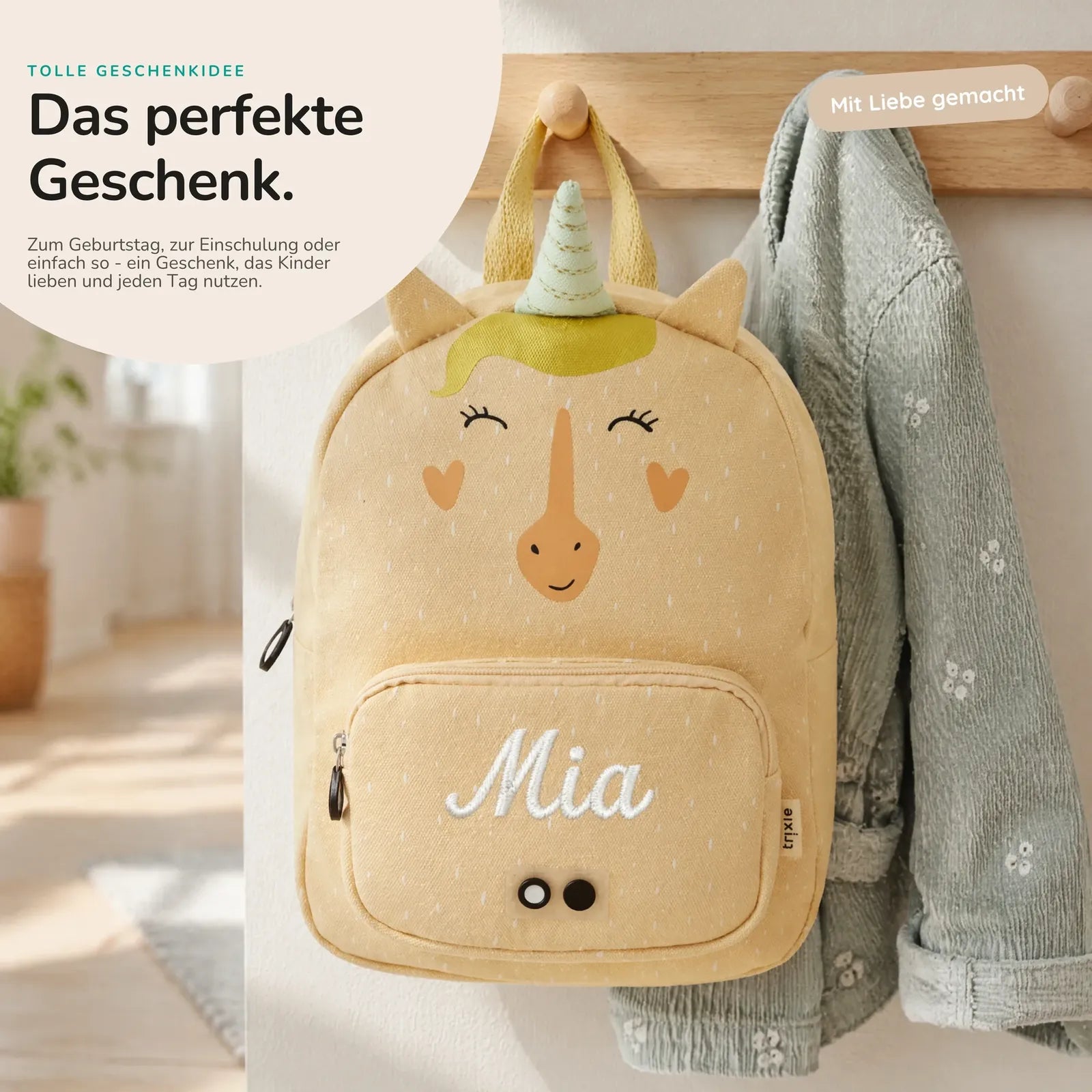 Trixie Kindergartenrucksack Einhorn, zwei Größen Klein und Groß