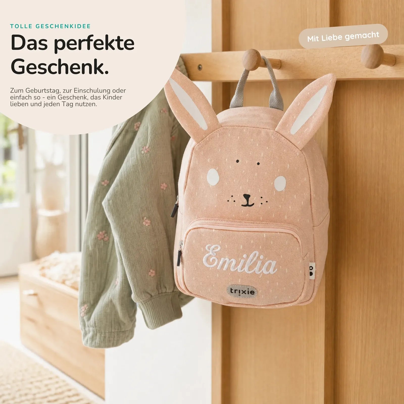 Trixie Kindergartenrucksack Hase, zwei Größen Klein und Groß