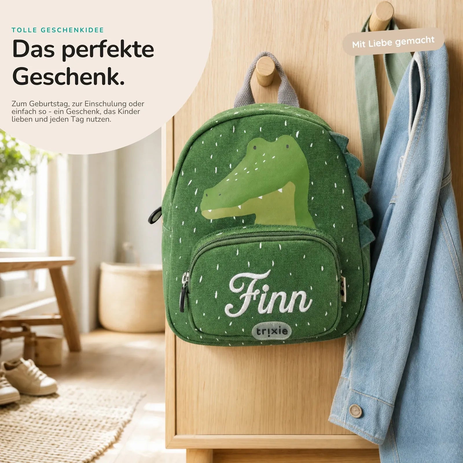 Trixie Kindergartenrucksack Krokodil, zwei Größen Klein und Groß