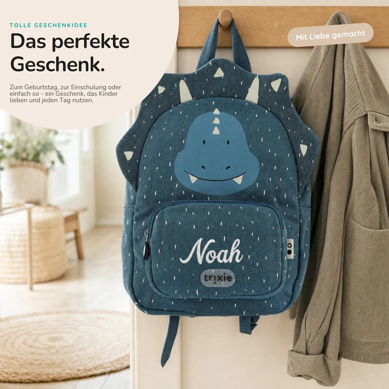 Trixie Kindergartenrucksack Triceratops, zwei Größen Klein und Groß