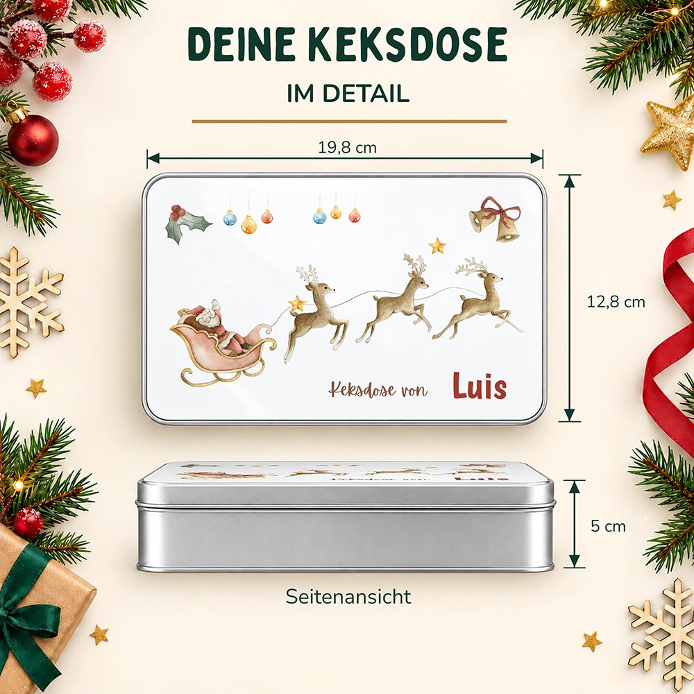 Keksdose aus Metall personalisiert - Rentiere