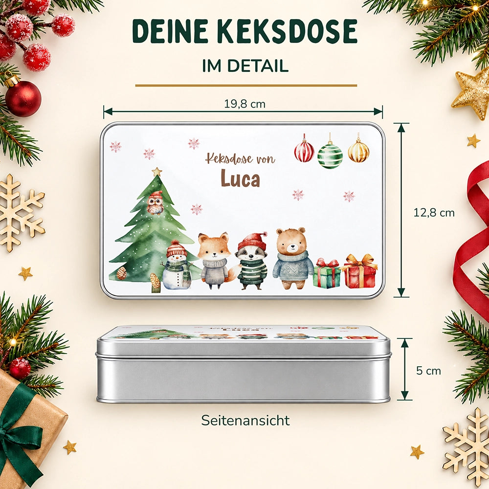 Keksdose aus Metall personalisiert - Kleine Weihnachtsfreunde