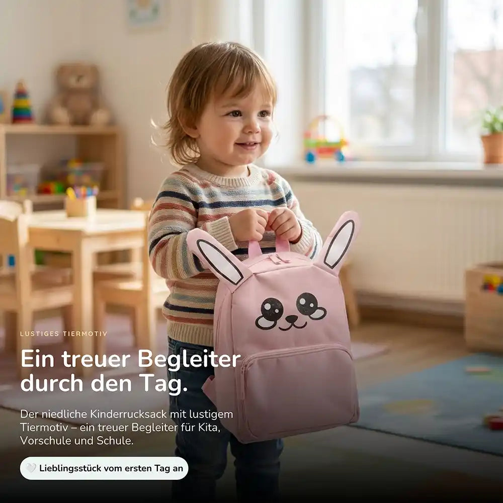 Personalisierter Kinderrucksack Hase, lustiges Tiermotiv für Kinder