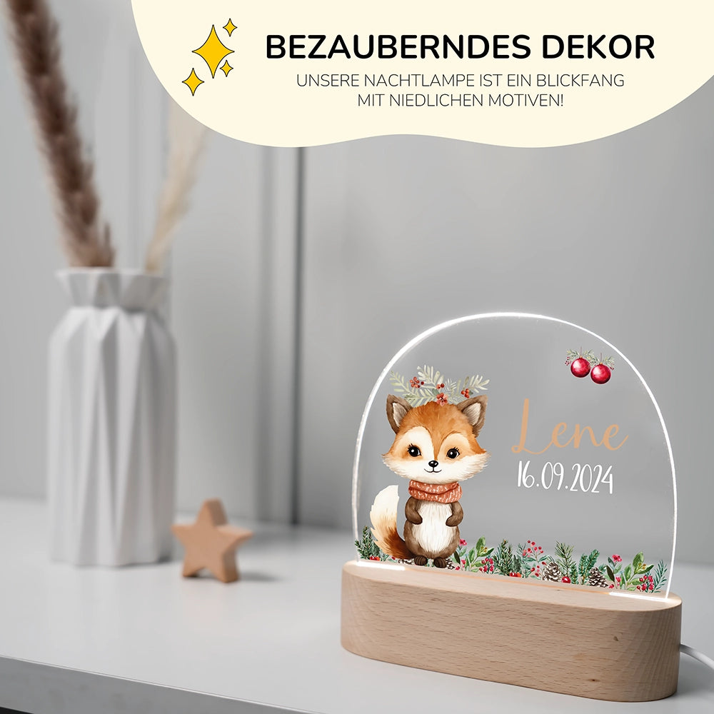 Personalisierte Nachtlampe Fuchs als Deko im Kinderzimmer