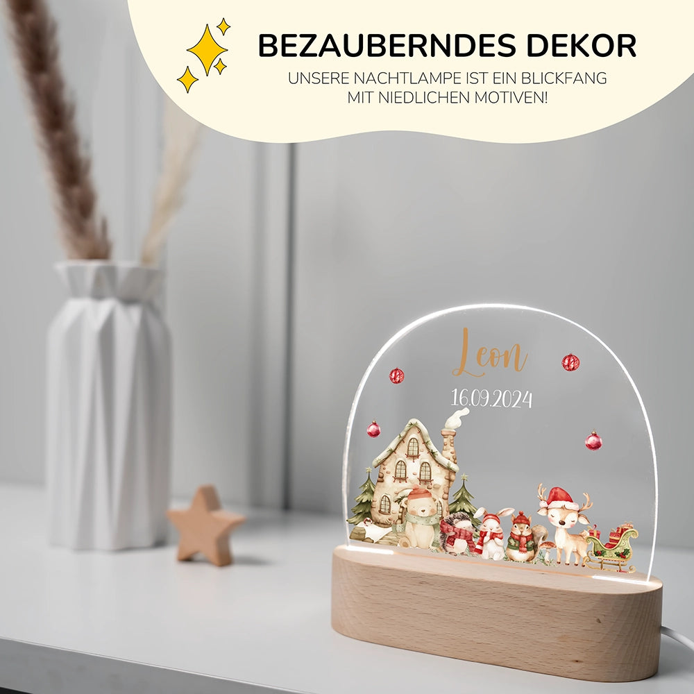 Personalisierte Nachtlampe Weihnachten als Deko im Kinderzimmer