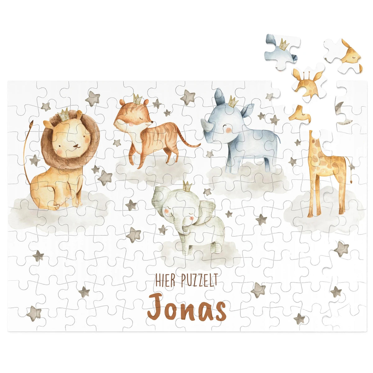 Kinderpuzzle personalisiert mit Namen - Wilde Safari