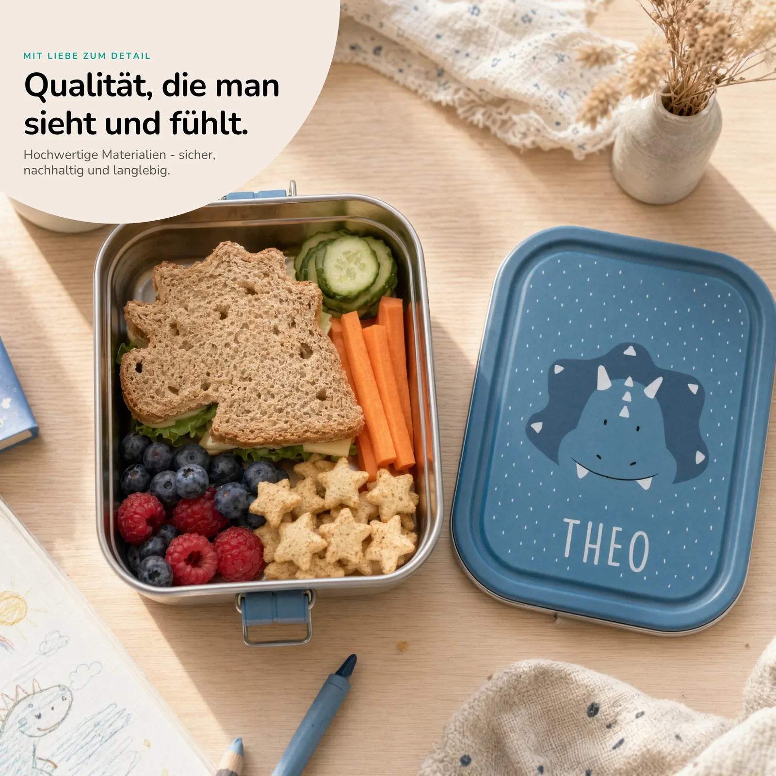 Trixie Brotdose Kinder Triceratops, personalisiert mit Namensgravur