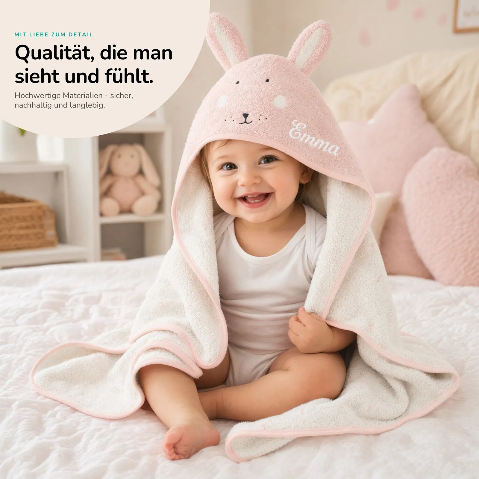 Trixie Kapuzenhandtuch Baby Hase, personalisiert, Geschenk zur Geburt