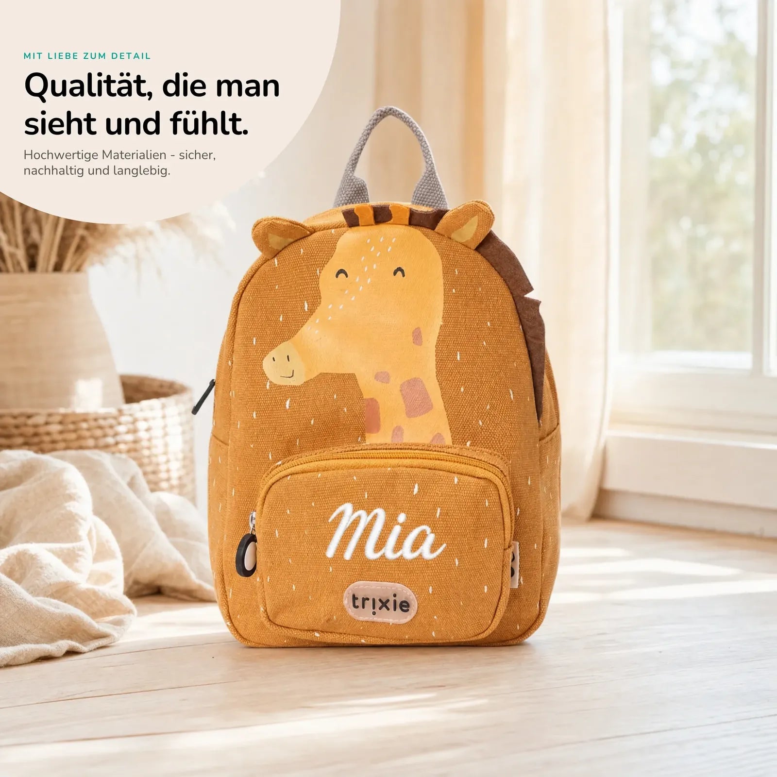 Trixie Kindergartenrucksack Giraffe, Kita-Rucksack personalisiert