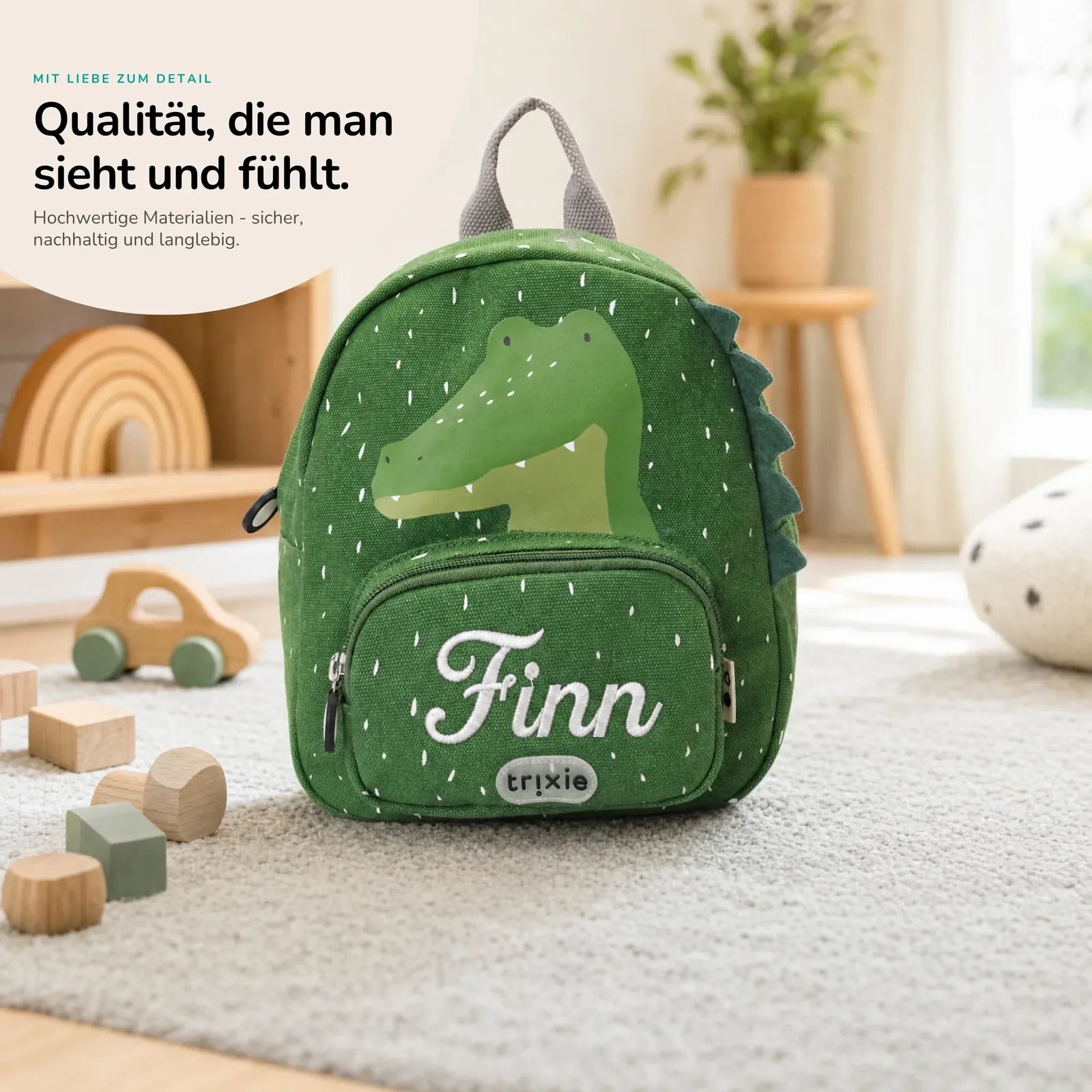 Trixie Kindergartenrucksack Krokodil, Kita-Rucksack personalisiert