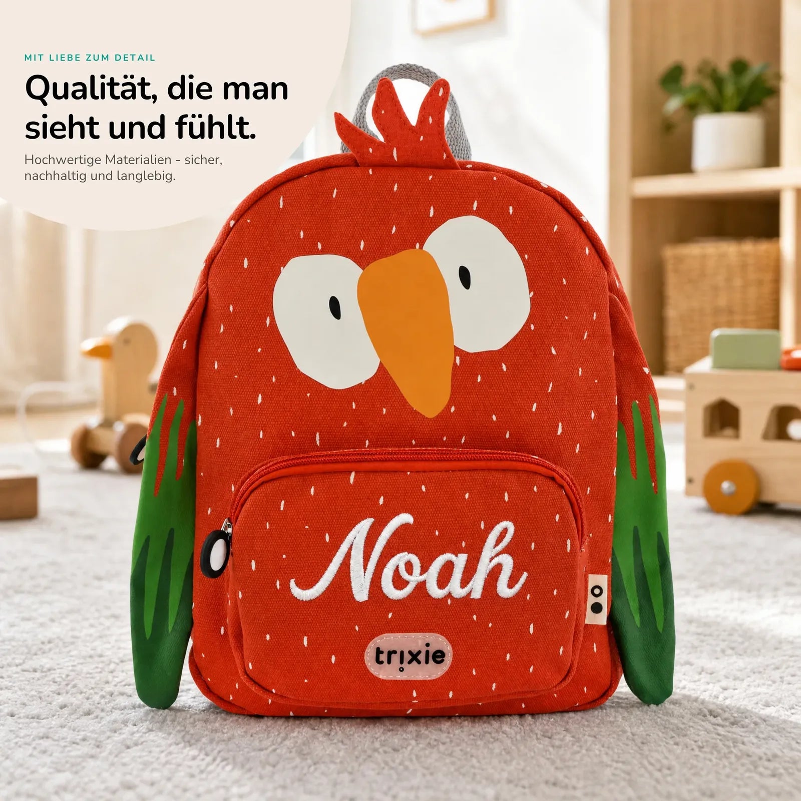 Trixie Kindergartenrucksack Papagei, Kita-Rucksack personalisiert