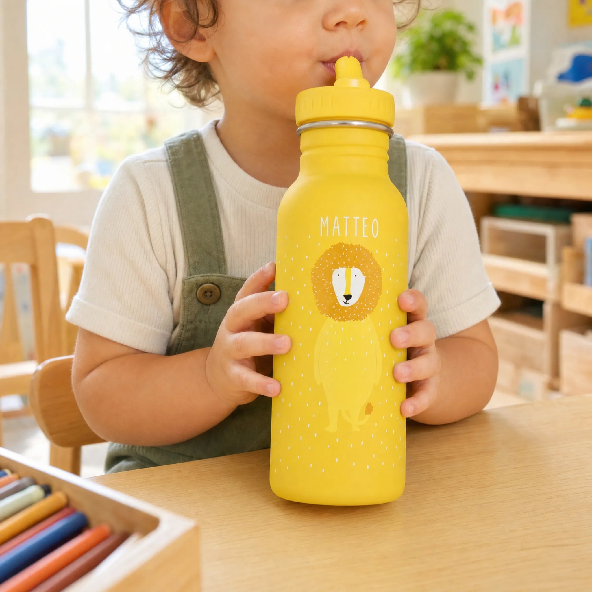 Trixie Trinkflasche Kinder Löwe, 350 ml mit Trageschnur und Gravur