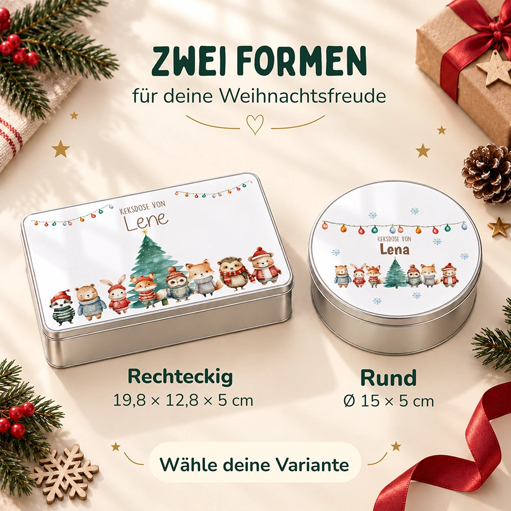 Keksdose aus Metall personalisiert - Winterwald-Freunde