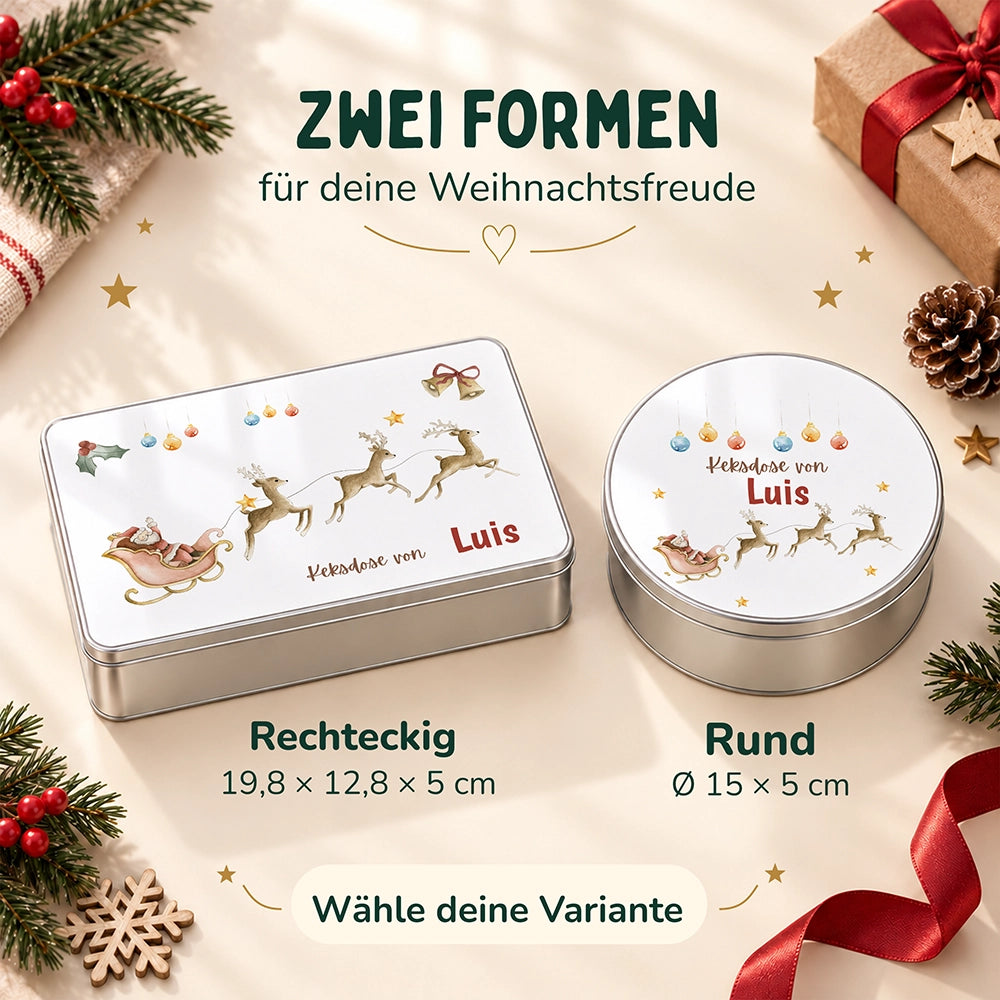 Keksdose aus Metall personalisiert - Rentiere