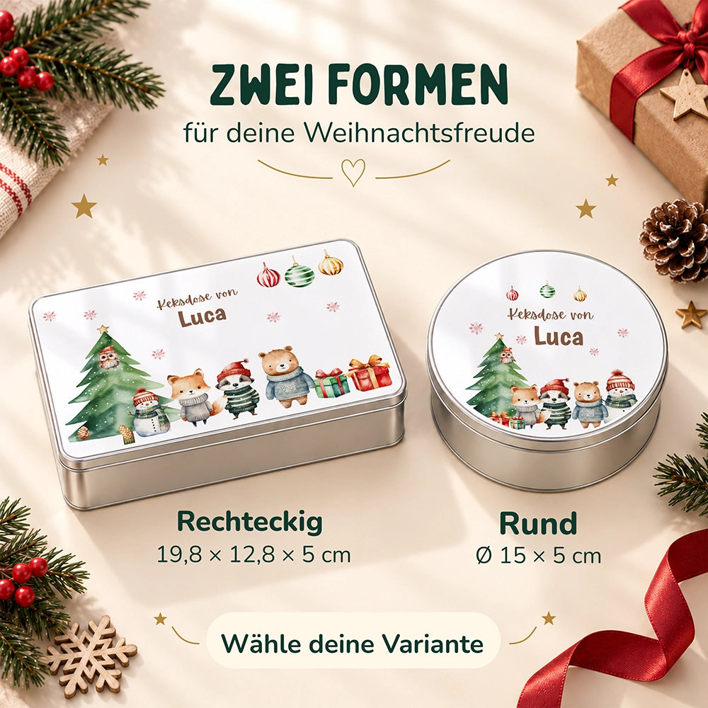 Keksdose aus Metall personalisiert - Kleine Weihnachtsfreunde