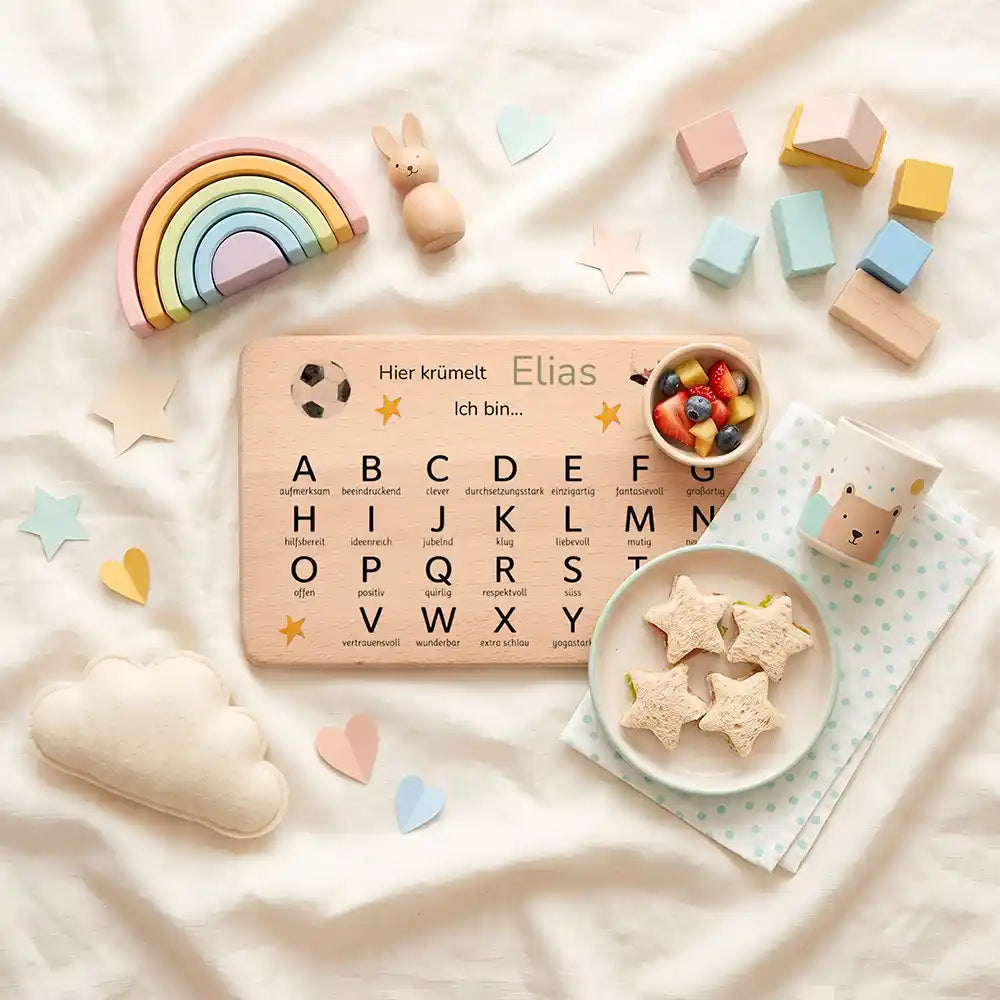 ABC Brettchen Kinder personalisiert Fußball Adler – Regenbogen-Brotzeit Lifestyle