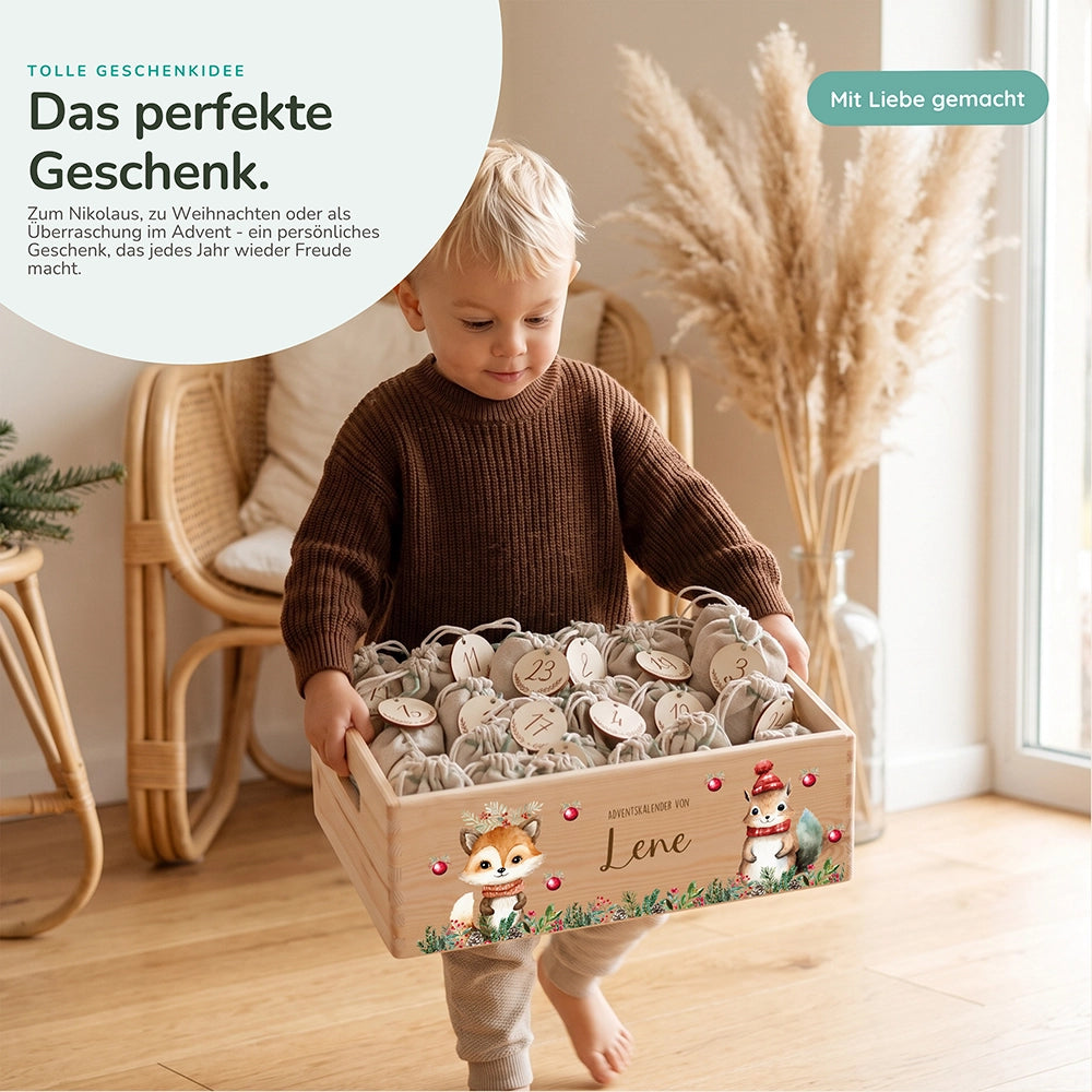 Adventskalender zum Befüllen "Weihnachten mit süßem Fuchs" personalisiert