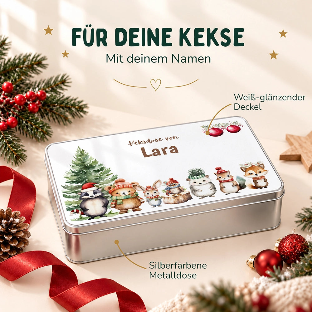 Keksdose aus Metall personalisiert - Schneeflöckchen