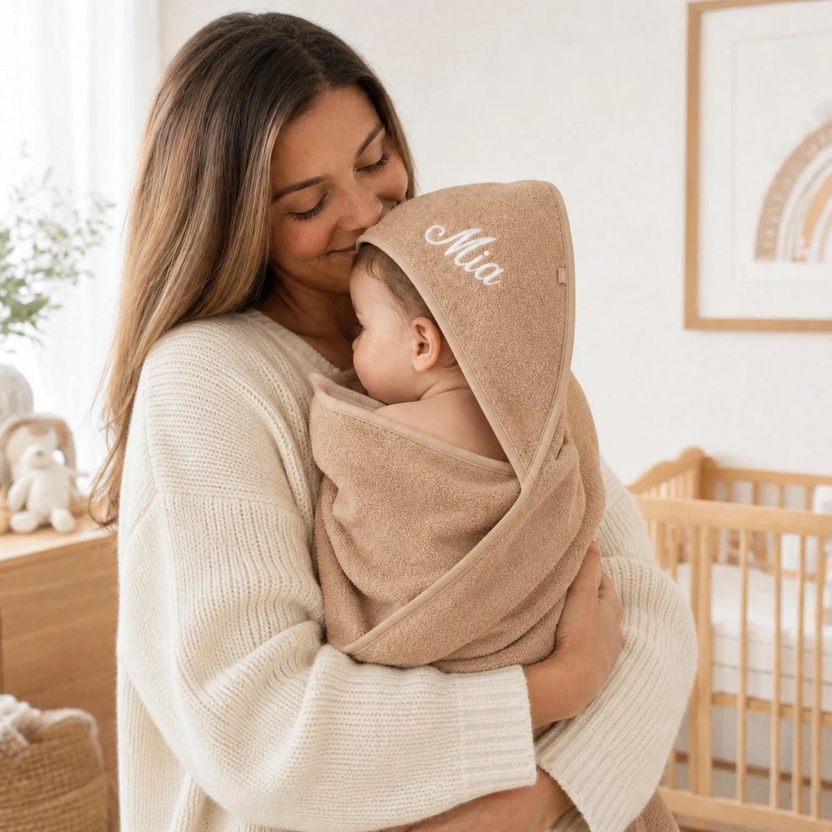 Kapuzenhandtuch Baby personalisiert – Biscuit