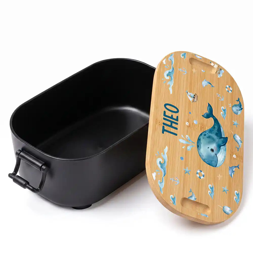 Brotdose Kinder personalisiert, Wal und Delfin
