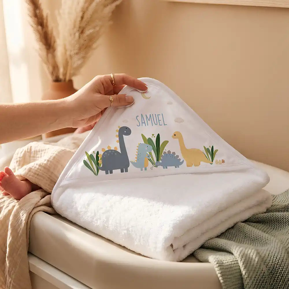 Personalisiertes Kapuzenhandtuch Baby Dinosaurier Mond â Detail der bedruckbaren Kapuze
