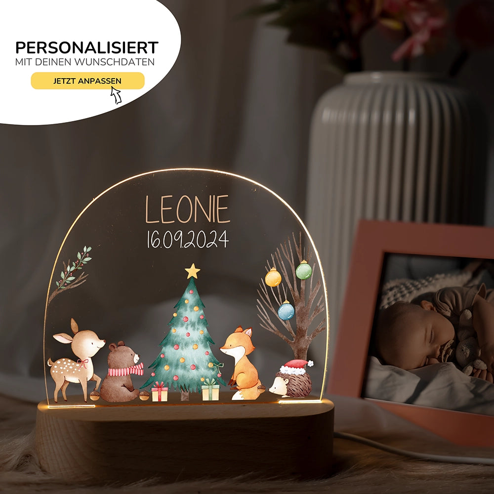 Nachtlicht Fuchs mit Namen im Kinderzimmer – personalisiertes Geschenk zur Geburt
