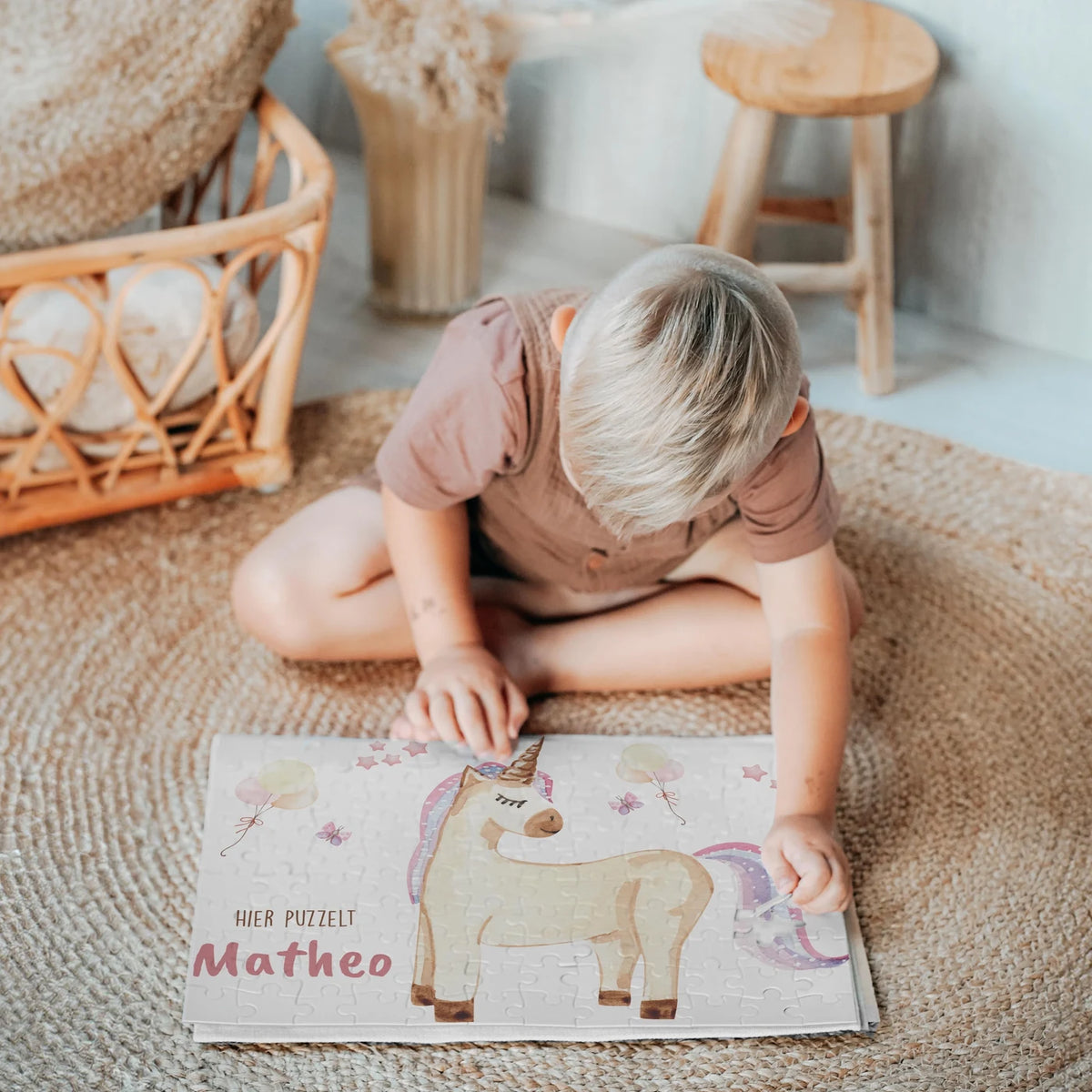 Kinderpuzzle personalisiert mit Namen - Einhorn