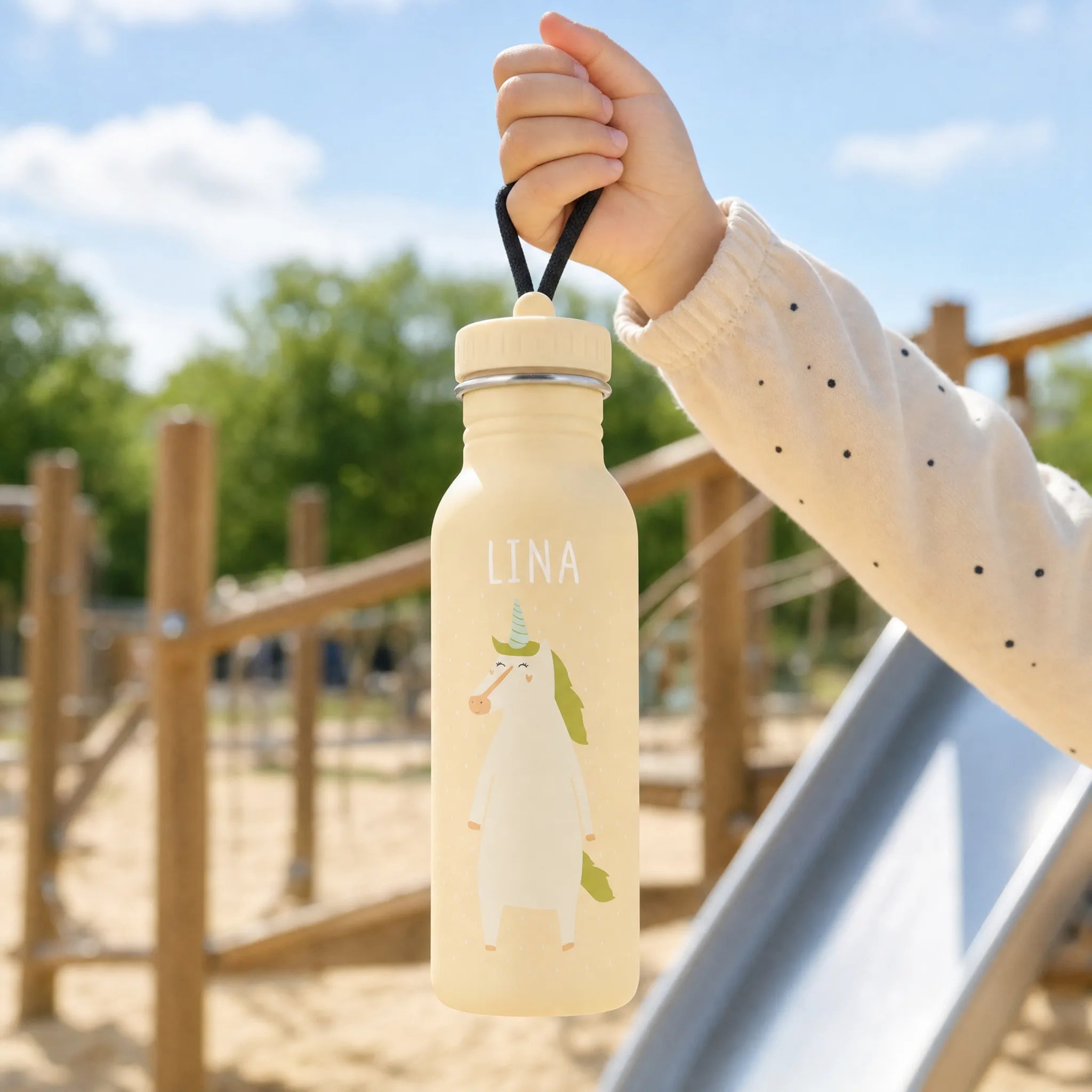 Trixie Trinkflasche Kinder Einhorn, Geschenk mit Wunschname-Gravur