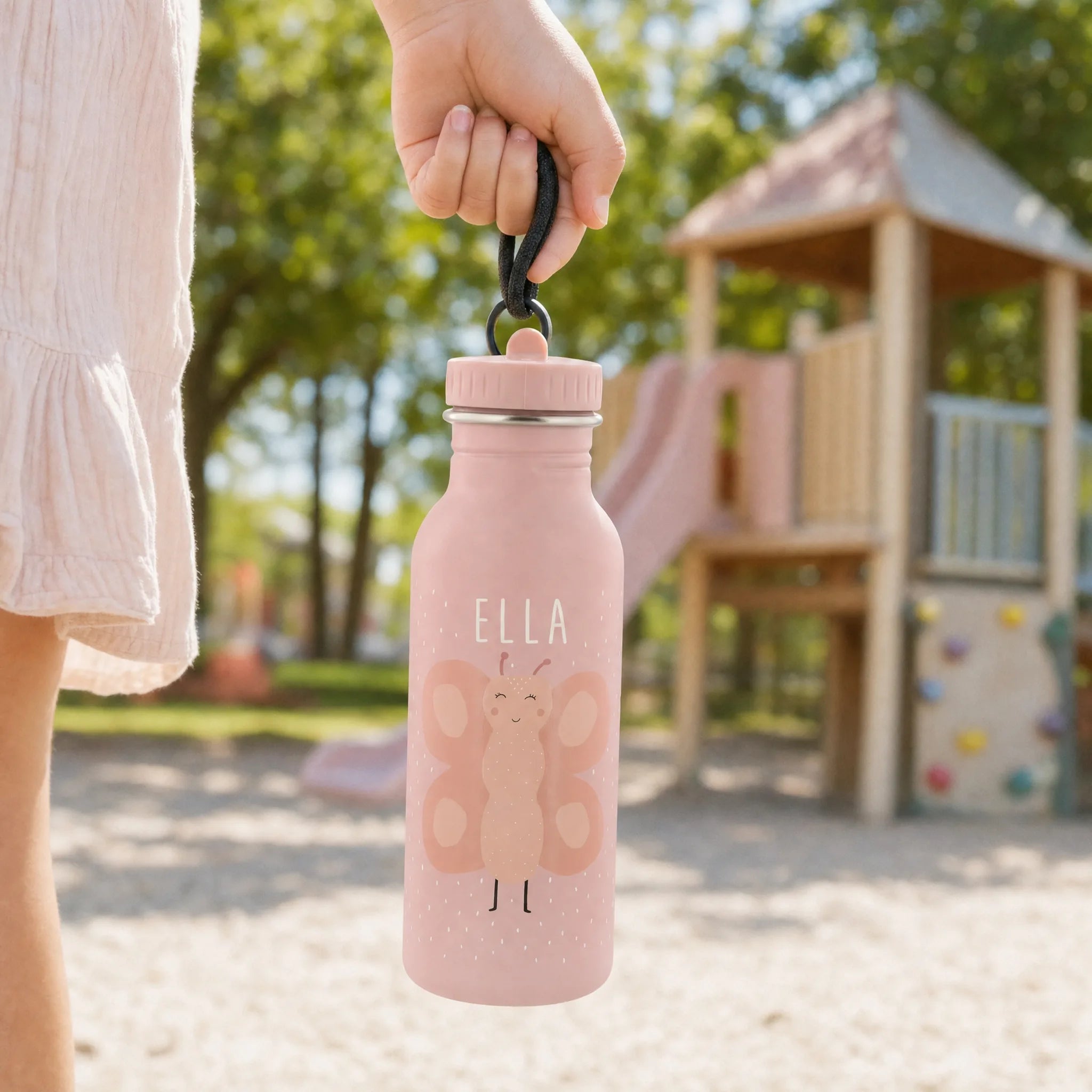 Trixie Trinkflasche Kinder Schmetterling, Geschenk mit Wunschname-Gravur