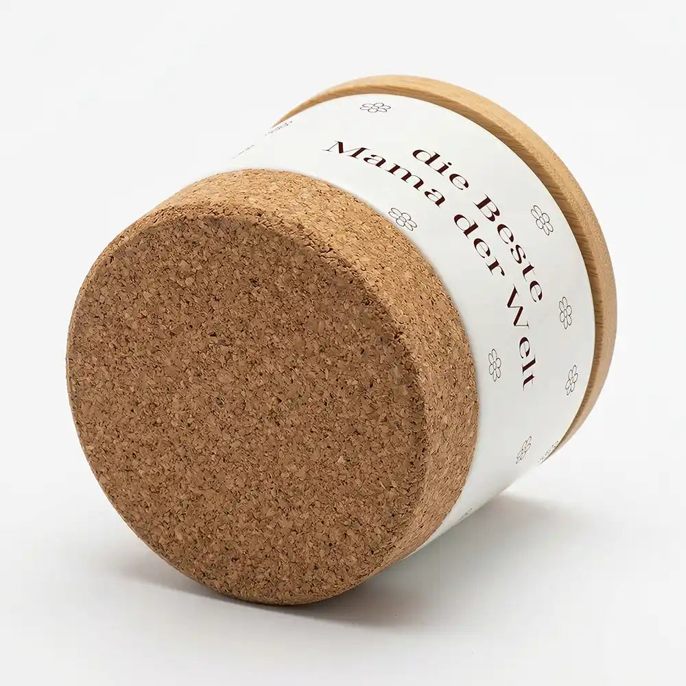 Duftkerze Vanille Keramik Beste Mama BlĂŒmchen â Geschenk in Kraftpapier