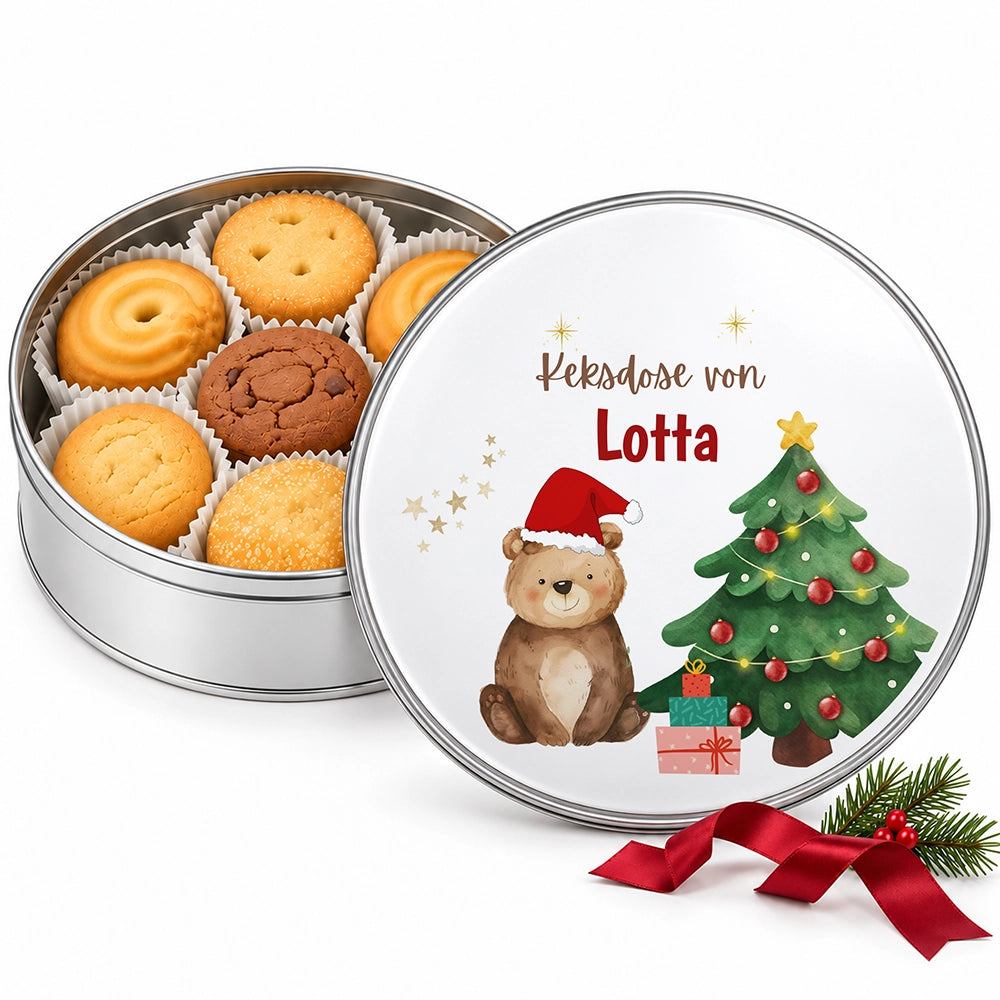 Keksdose aus Metall personalisiert - Weihnachtsbär