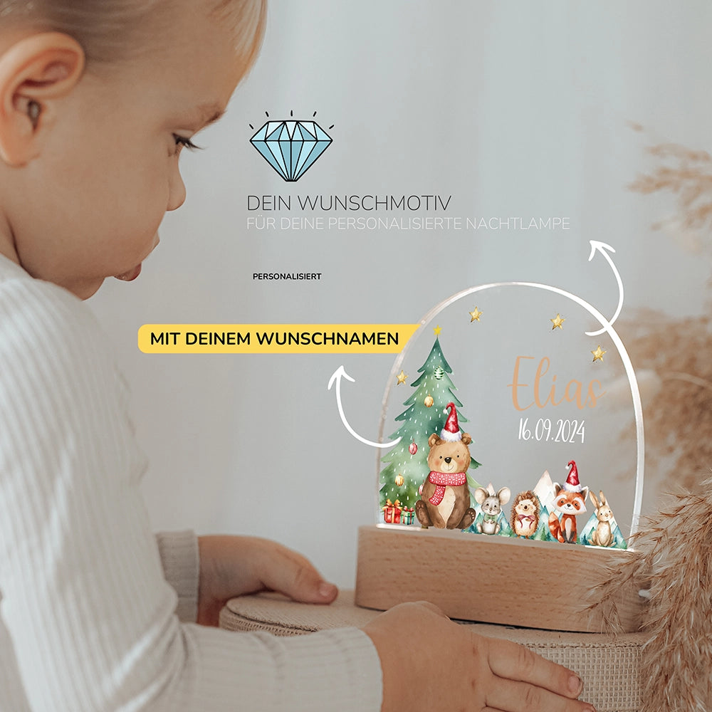 Kleinkind mit Nachtlicht BĂ€r mit Wunschnamen â Babygeschenk personalisiert