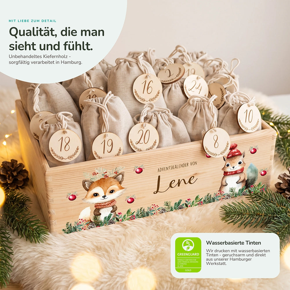 Adventskalender zum Befüllen "Weihnachten mit süßem Fuchs" personalisiert