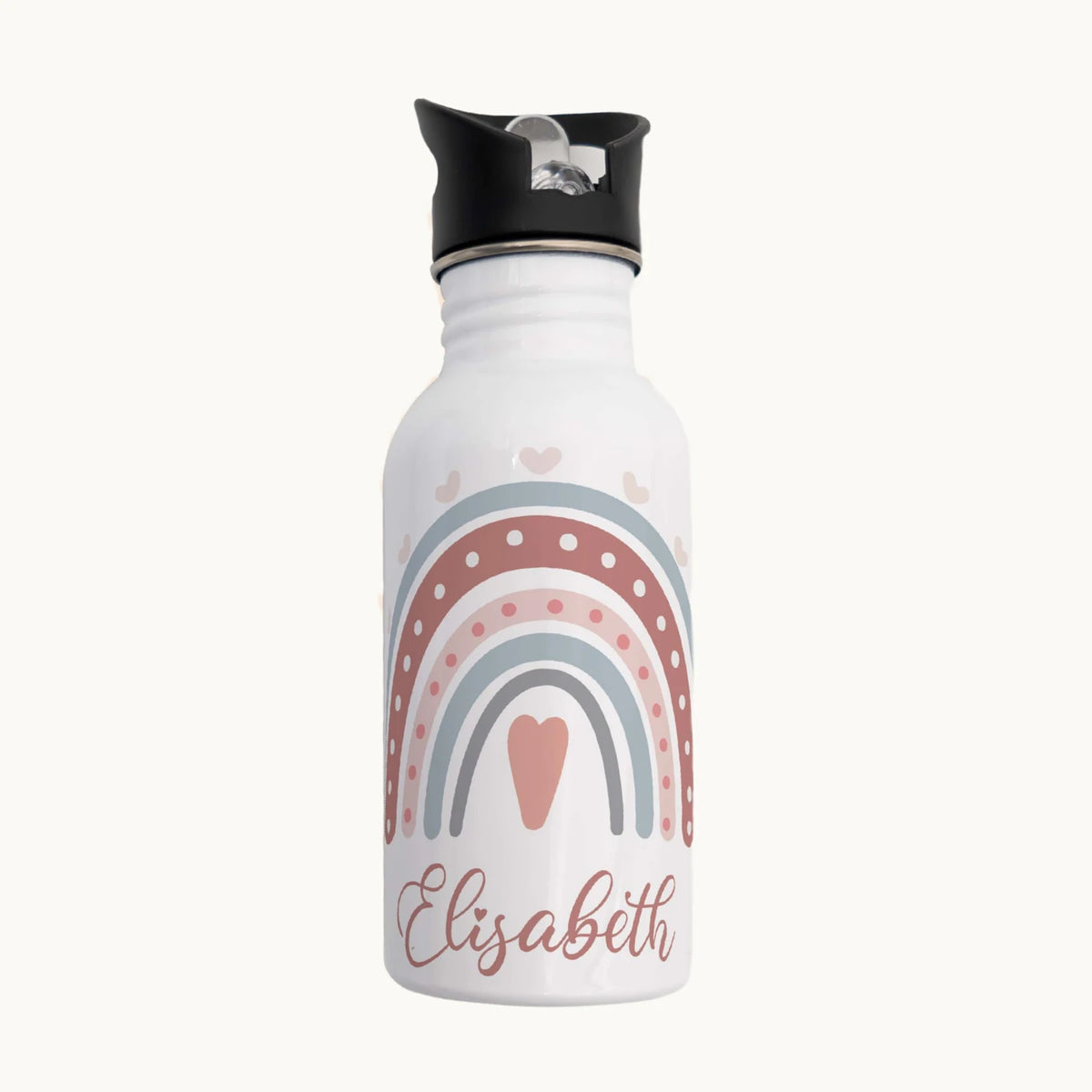Trinkflasche Kinder Edelstahl - Regenbogen - Personalisierbar mit Namen