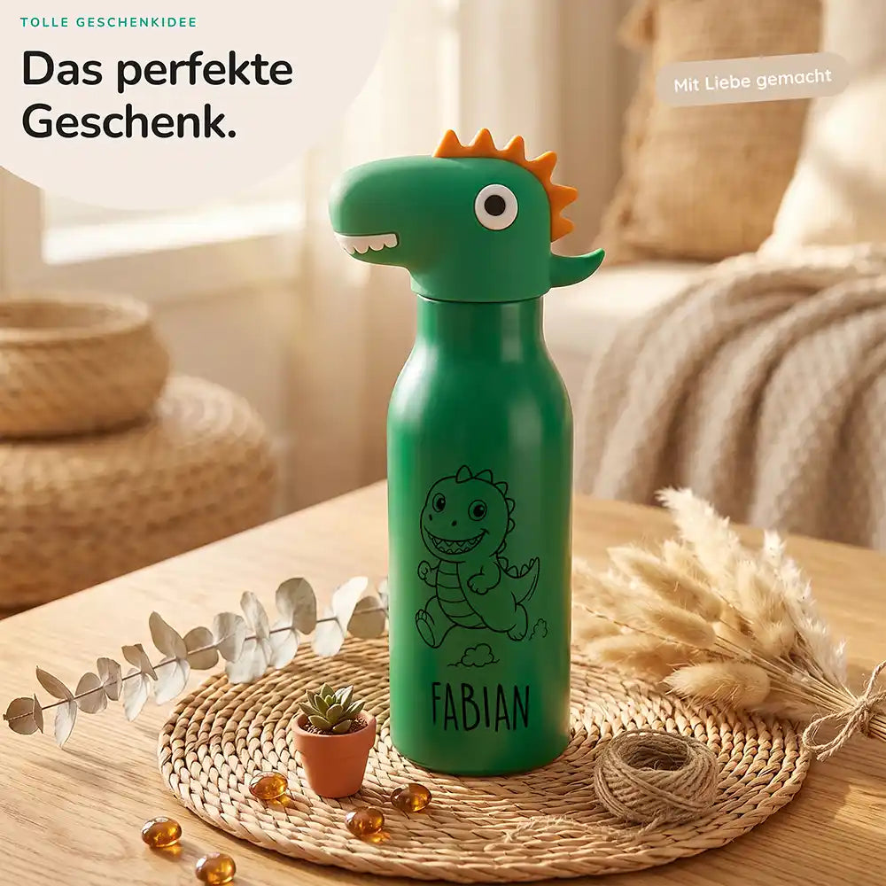 Personalisierte Trinkflasche Kinder Nilpferd, Geschenk zur Einschulung