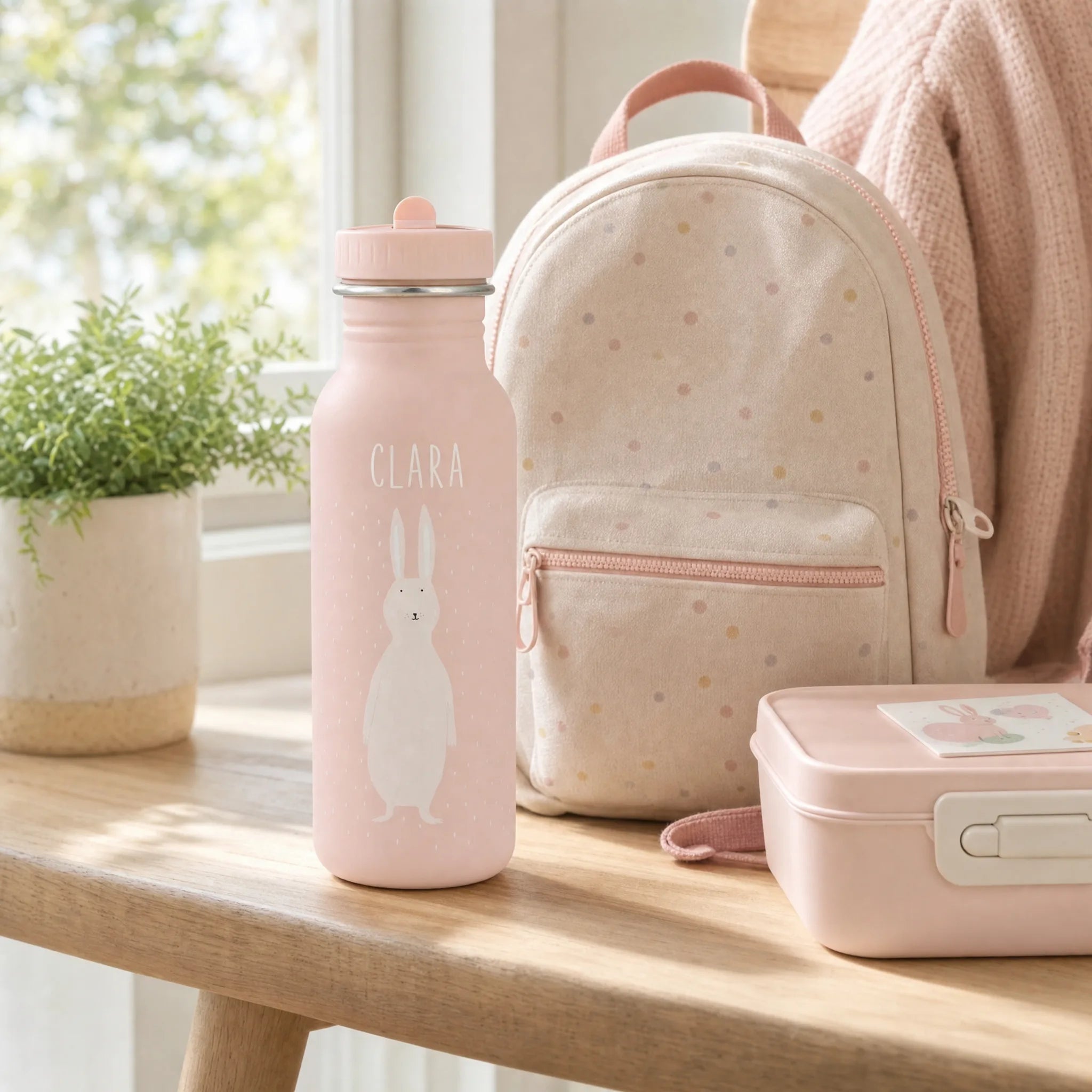 Trixie Trinkflasche Kinder Hase, robuster, rostfreier Edelstahl