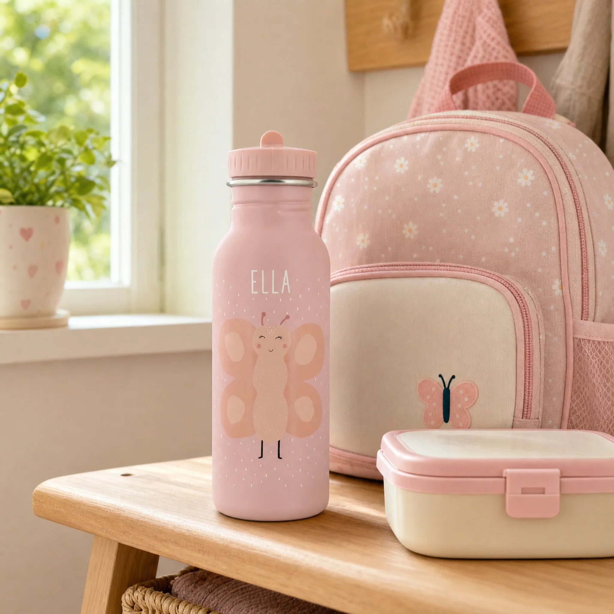 Trixie Trinkflasche Kinder Schmetterling, robuster, rostfreier Edelstahl