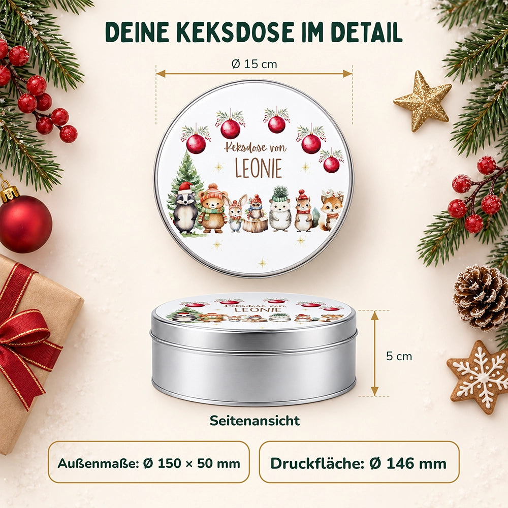 Keksdose aus Metall personalisiert - Schneeflöckchen
