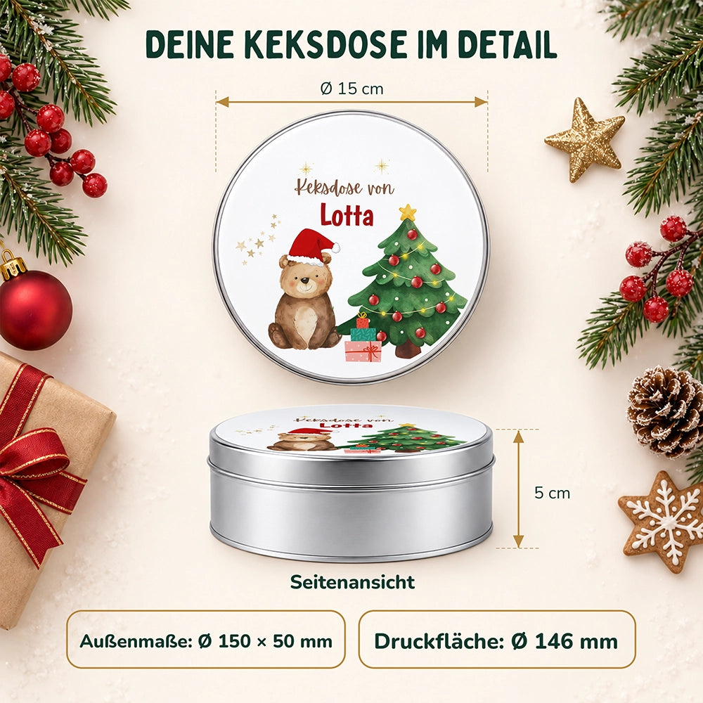 Keksdose aus Metall personalisiert - Weihnachtsbär