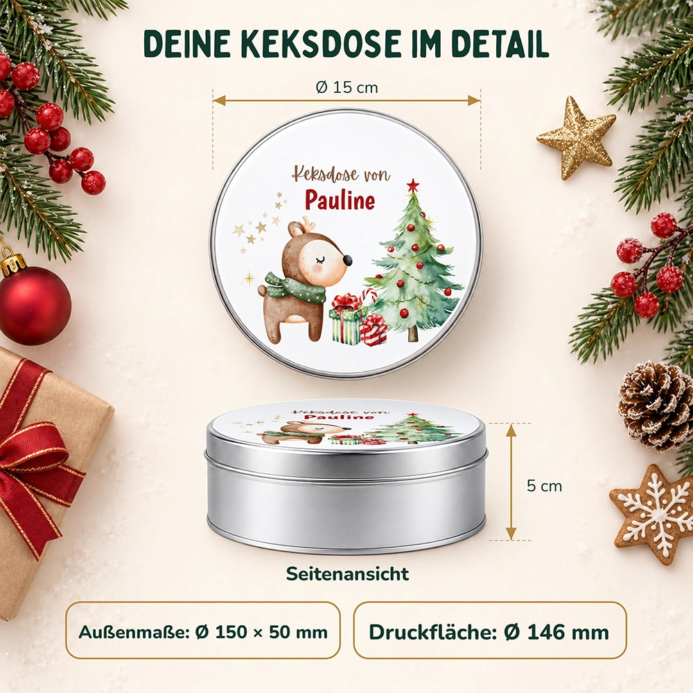 Keksdose aus Metall personalisiert - Waldzauber im Winter