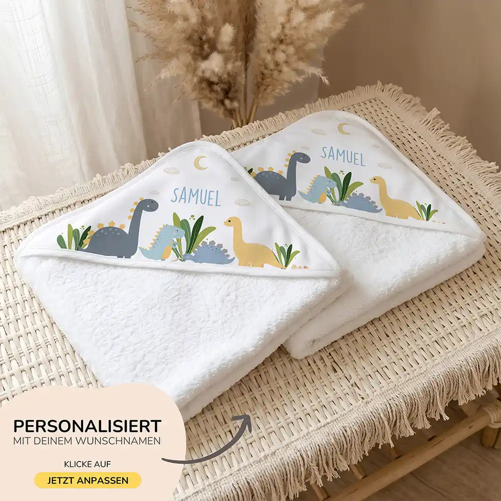 Personalisiertes Kapuzenhandtuch Baby Dinosaurier Mond â 500 g/qm Baumwoll-Frottee Detail