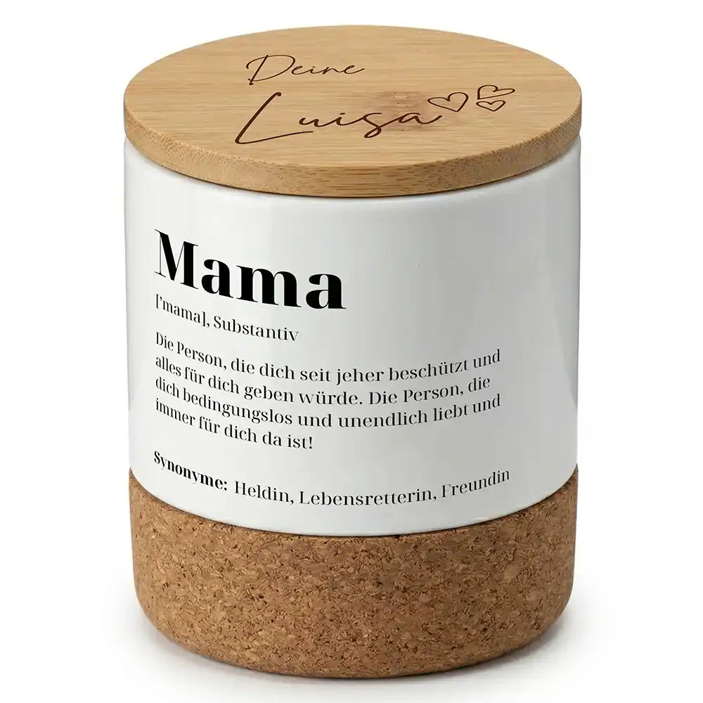 Duftkerze Vanille Keramik Mama Definition â Dreiviertel-Ansicht Keramikbecher